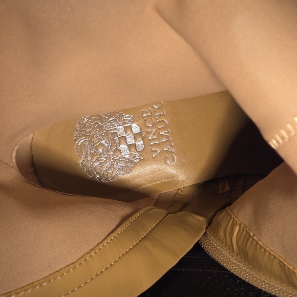 Vince Camuto Mid-Shaft Suede Chunky Heel Boots Women Size 7W Zelcinna Tortilla - Picture 10 of 16